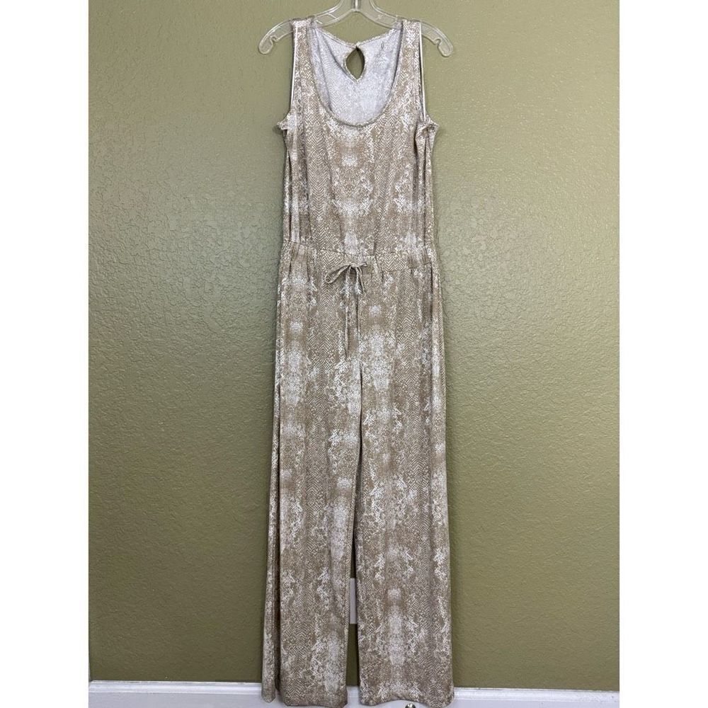 Juicy Couture Women's S Snakeskin Print Jumpsuit Neutral Tan Beige Relaxed Fit